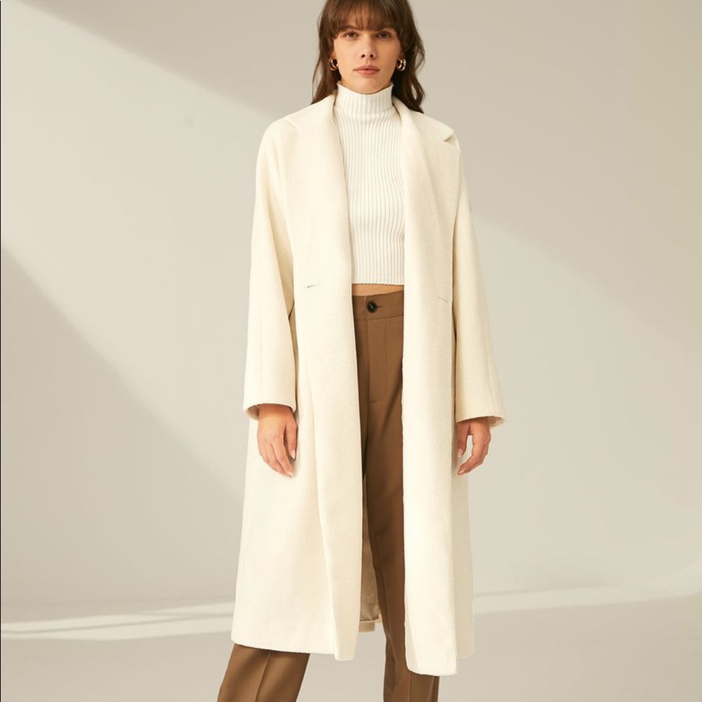 Double breasted wool coat - white